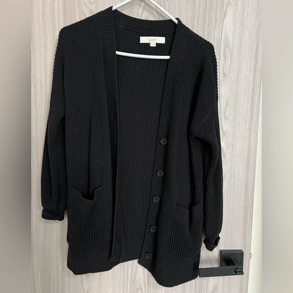 LOFT Black Cardigan with 2 pockets